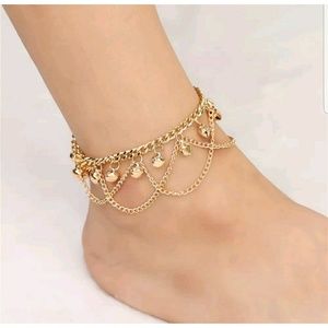 3/$25 Boho anklet gold gypsy style w/ dangly bells